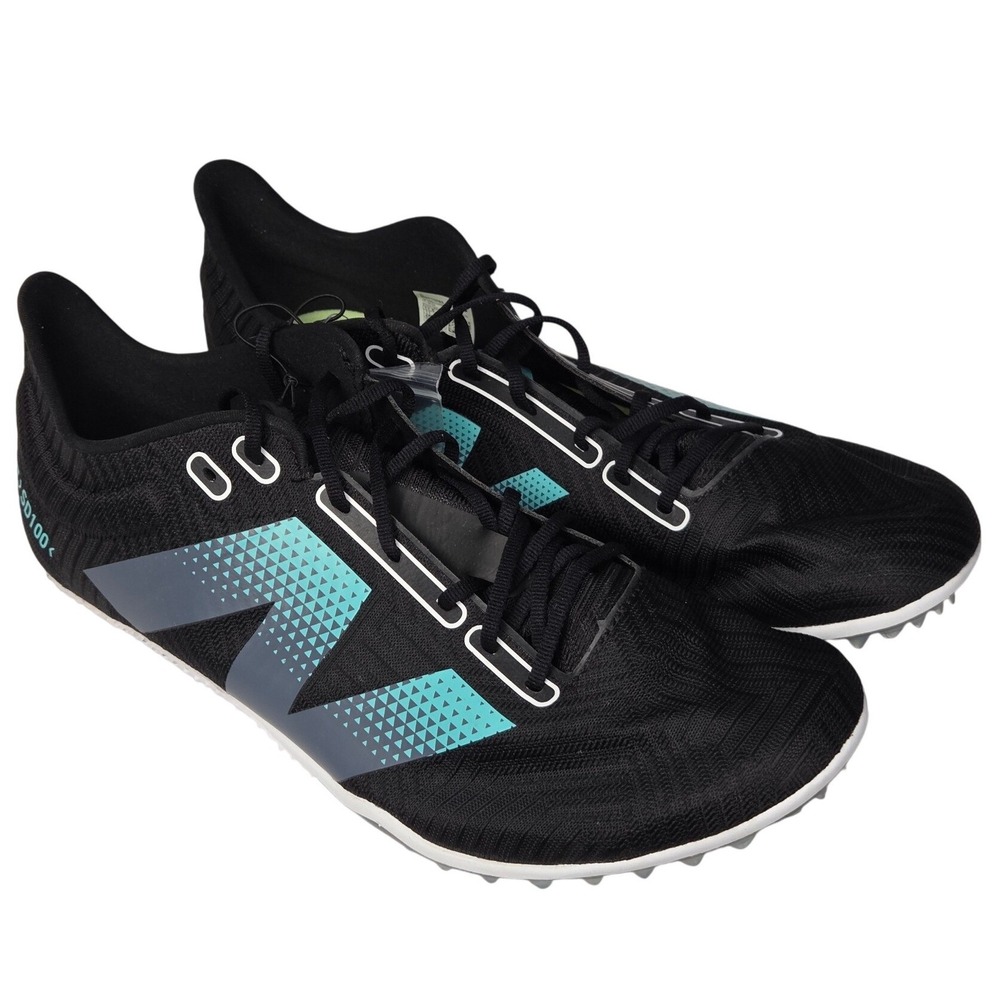New Balance FuelCell SD100v5 Track Spikes Mens 11.5 Black Teal Sprint Shoes NEW